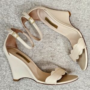 Dee Keller Cream Wedges Ankle Strap Cream Size 38